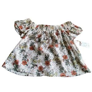 {forever 21} knit lace off shoulder floral crop top